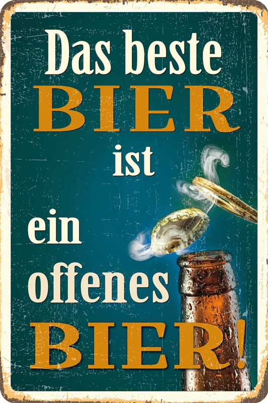 Blechschild 'Das Beste Bier Ist Ein Offenes' - Retro Deko Für Bar & Küche, 20x30 Cm