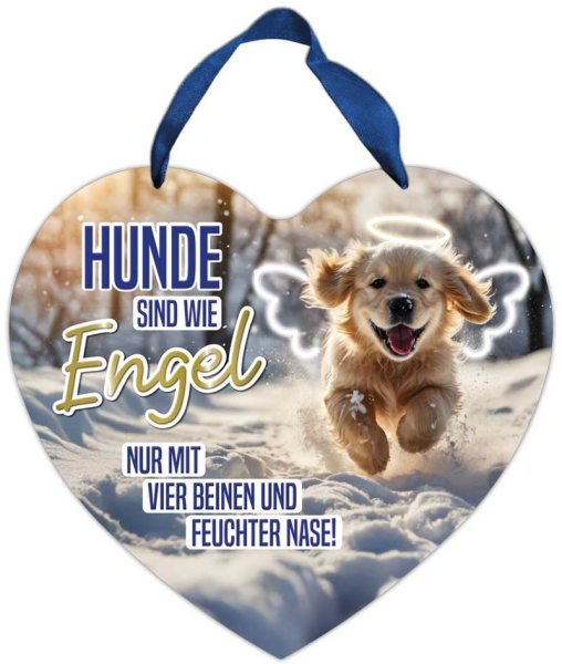 Herz-Blechschild Hunde sind wie Engel