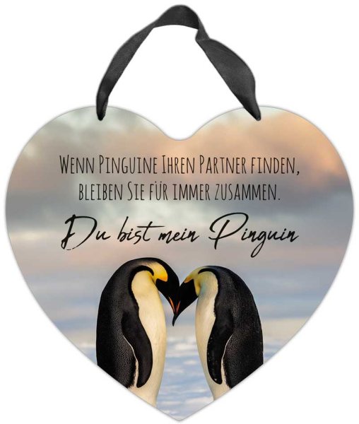 Herz-Blechschild Für immer zusammen, Du bist mein Pinguin
