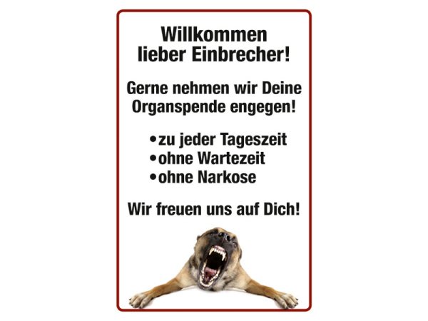 Blechschild Willkommen Einbrecher!