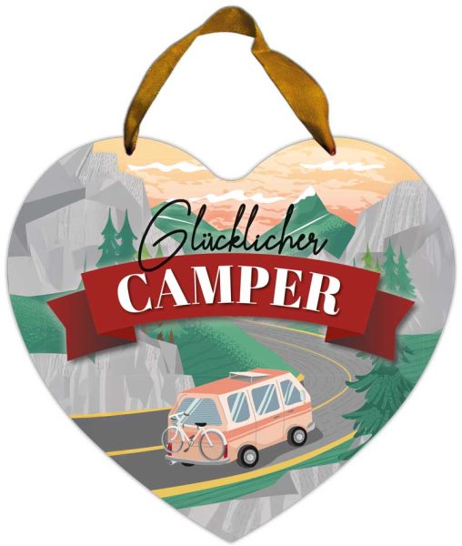 Herz-Blechschild Glücklicher Camper