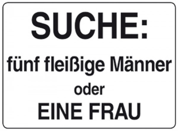 Suche fünf fleißige Männer