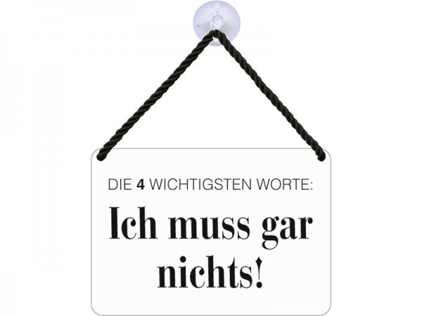 Kulthänger Blechschild Ich muss gar nichts KH073