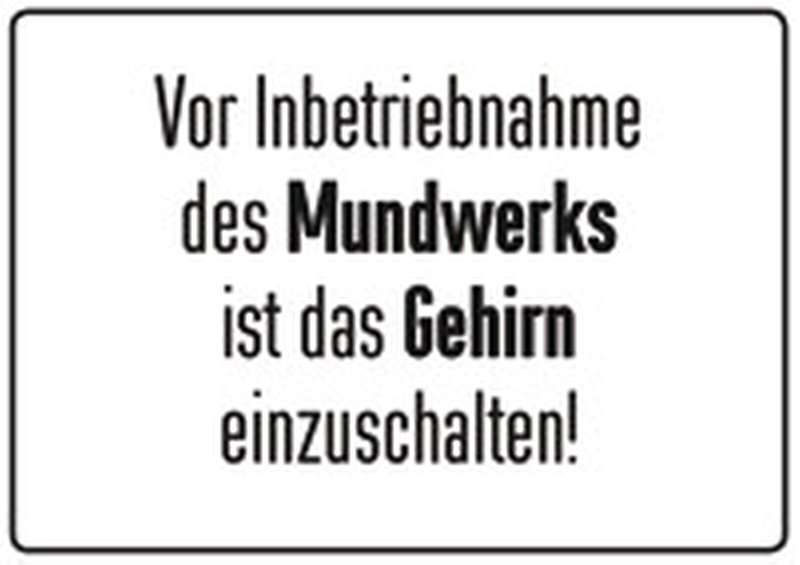 Blechpostkarte Inbetriebnahme Mundwerk Gehirn Super Schlaue Sprüche