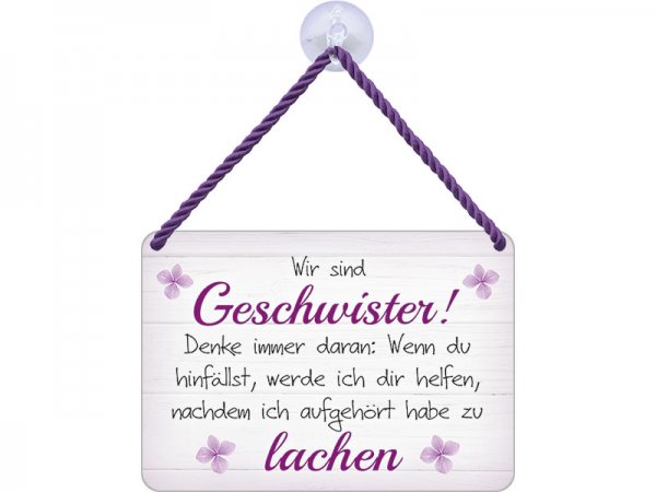 Kulthänger Blechschild Geschwister KH141