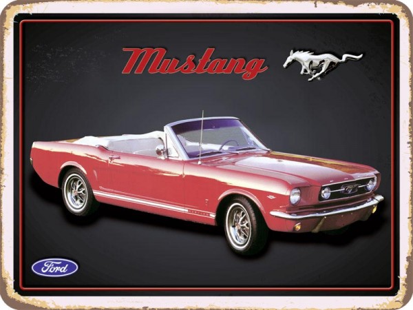 Blechschild Ford Mustang rot quer Cabriolet