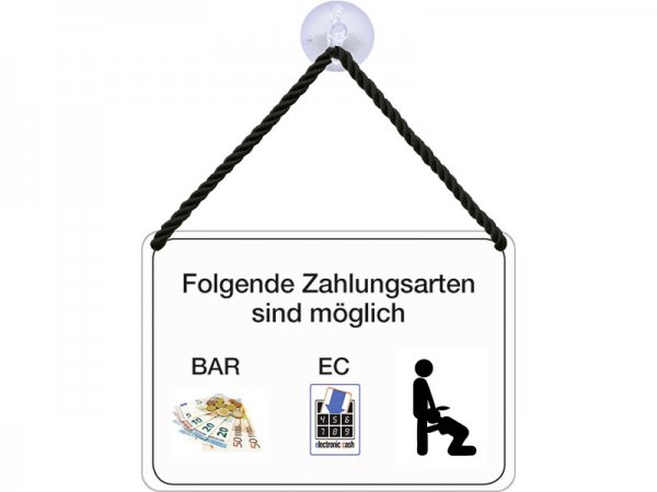 Kulthänger Blechschild Zahlungsmöglichkeiten KH019