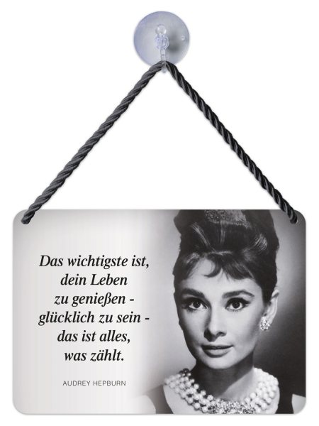 Kulthänger Blechschild Leben genießen - glücklich - Hepburn KH163