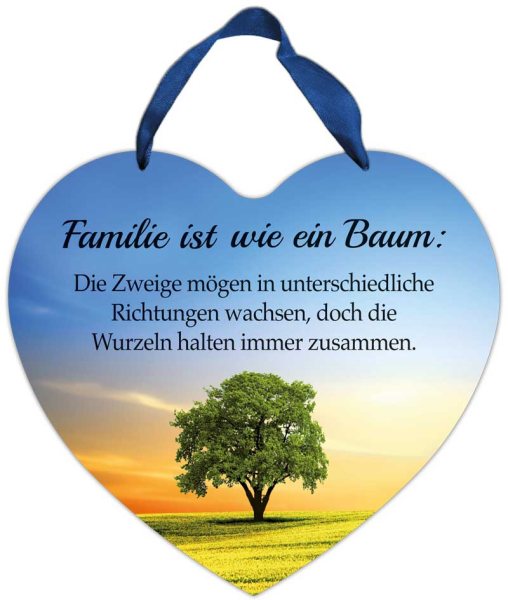 Herz-Blechschild Familie ist wie ein Baum