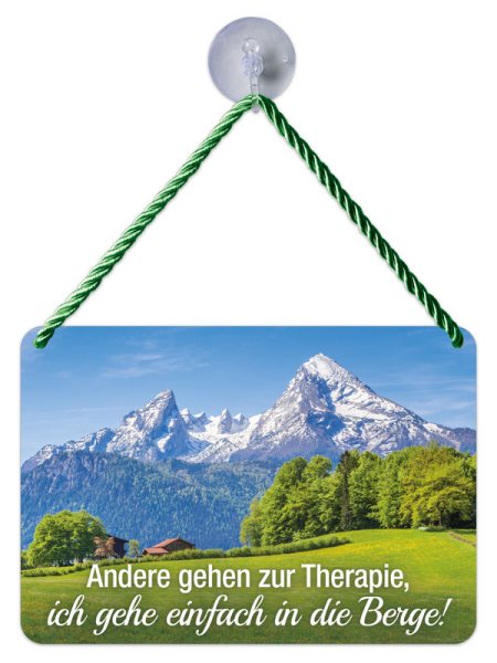 Kult-Hänger Blechschild - Therapie + Berge KH188