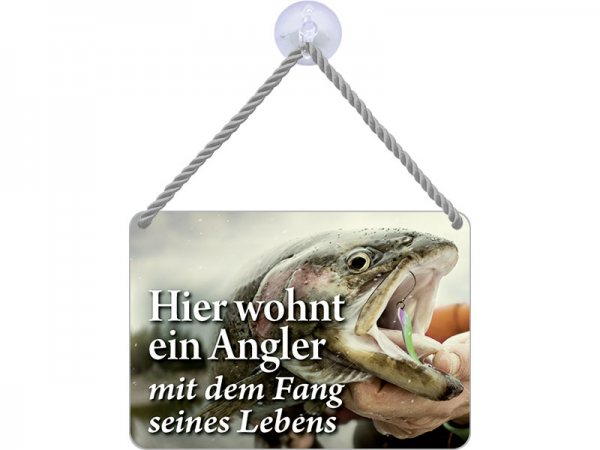 Kulthänger Blechschild Angler + Fang KH109