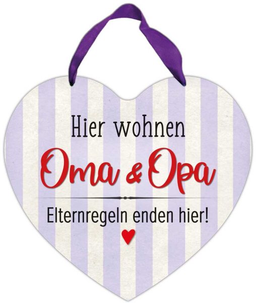 Herz-Blechschild Hier wohnen Oma & Opa