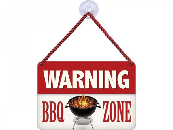 Kulthänger Blechschild Warning BBQ KH132