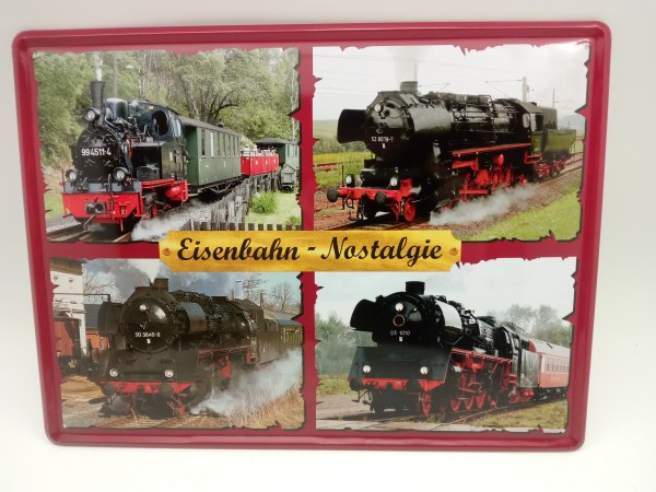 Blechschild Eisenbahn-Nostalgie 4er Collage