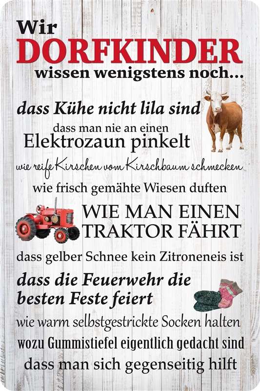 Blechschild Dorfkinder Sprüche Lustiges Sonstiges Blechschilder