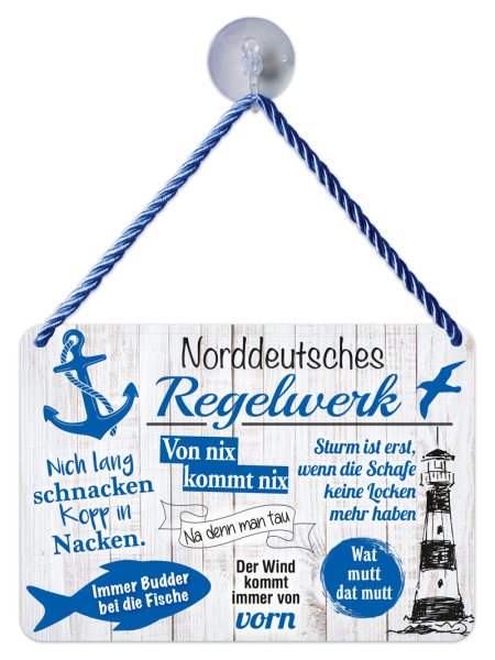 Kulthänger Blechschild Norddeutsche Regeln Ostsee Nordsee KH180