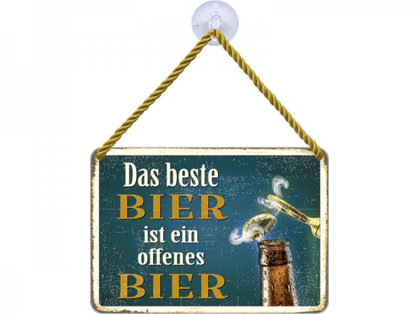 Kulthänger Blechschild Das beste Bier ist ein offenes Bier KH048