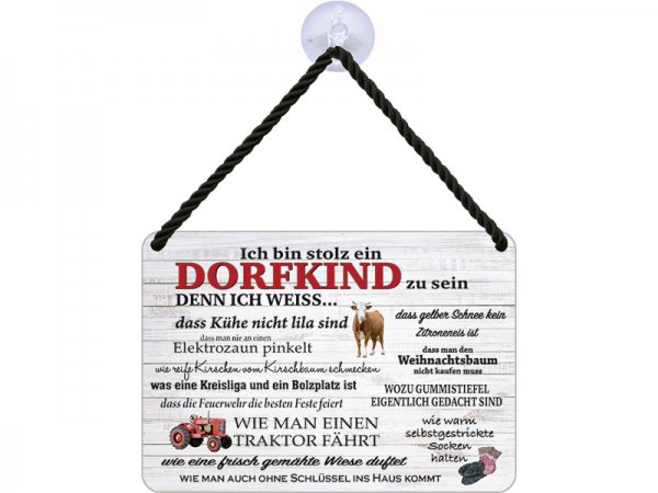 Kulthänger Blechschild Dorfkind KH042