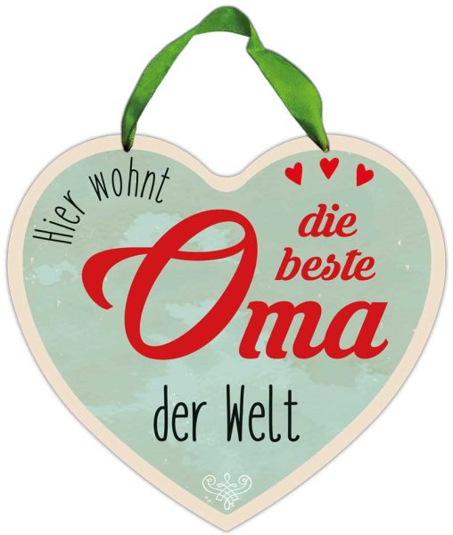 Herz-Blechschild Hier wohnt die beste Oma der Welt