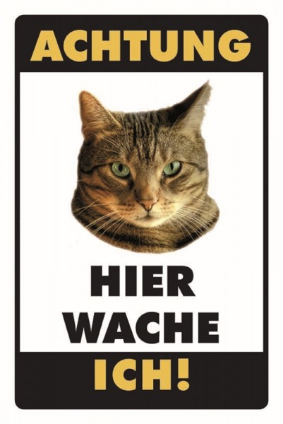 Getigerte Katze Achtung Hier wache ich!