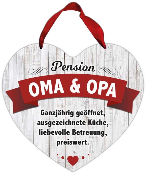 Herz-Blechschild Pension Oma & Opa