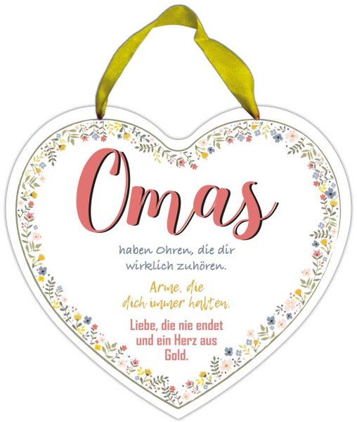Herz-Blechschild Omas haben ein Herz aus Gold