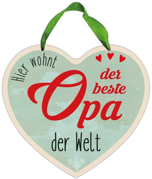 Herz-Blechschild Hier wohnt der beste Opa der Welt