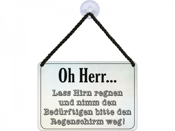Kulthänger Blechschild Oh Herr, lass Hirn regnen KH023