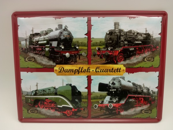 Dampflock-Quartett 4er Collage Blechschild