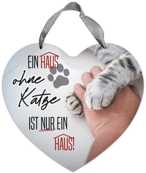 Herz-Blechschild Ein Haus ohne Katze ist nur ein Haus