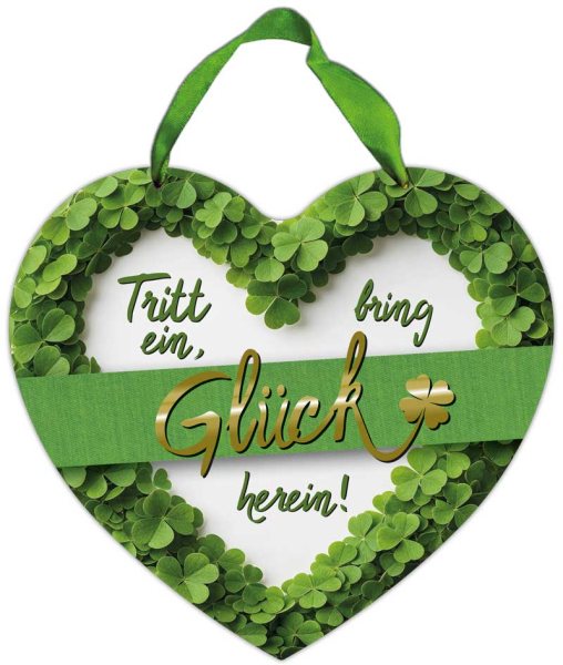 Herz-Blechschild Tritt ein, bring Glück herein!