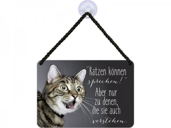 Kulthänger Blechschild Katzen sprechen KH085