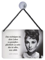 Kulthänger Blechschild Leben genießen - glücklich - Hepburn KH163 Kulthänger Blechschild Leben genießen - glücklich - Hepburn KH163
