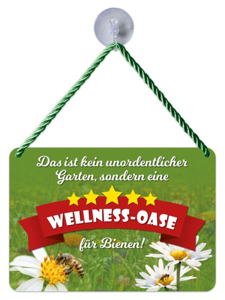 Kult-Hänger Blechschild - Wellness Oase + Bienen KH214