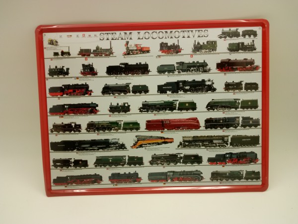 Blechschild Steam Locomotives Eisenbahn Collage