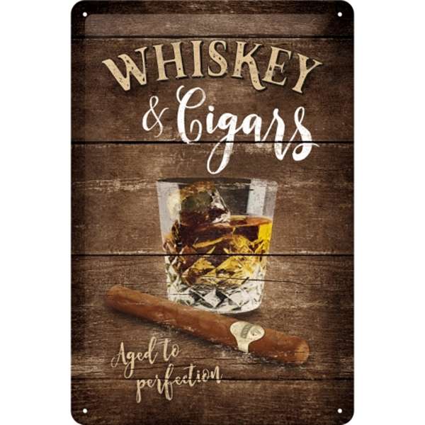 Blechschild Whiskey & Cigars Sprüche Alkohol & Tabak