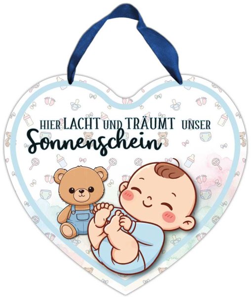 Herz-Blechschild Hier lacht und träumt unser Sonnenschein