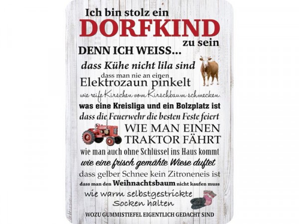 Blechschild Dorfkind