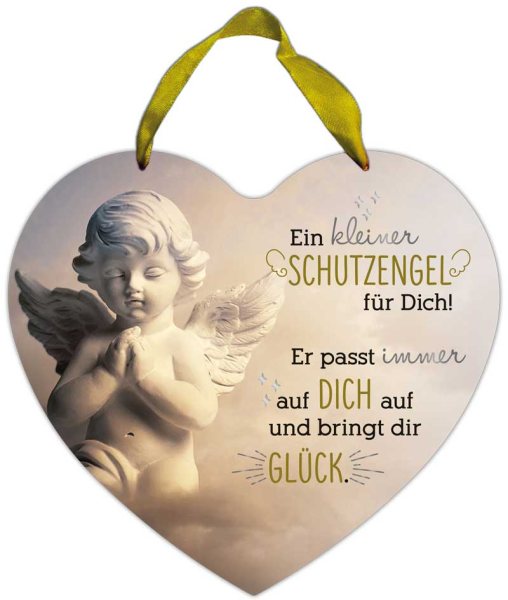 Herz-Blechschild Ein kleiner Schutzengel für Dich