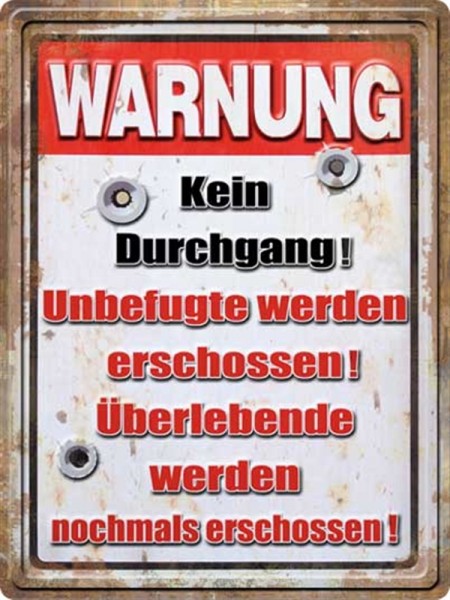 Warnung Kein Durchgang