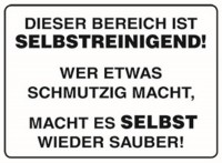 Dieser Bereich selbstreinigend Dieser Bereich selbstreinigend